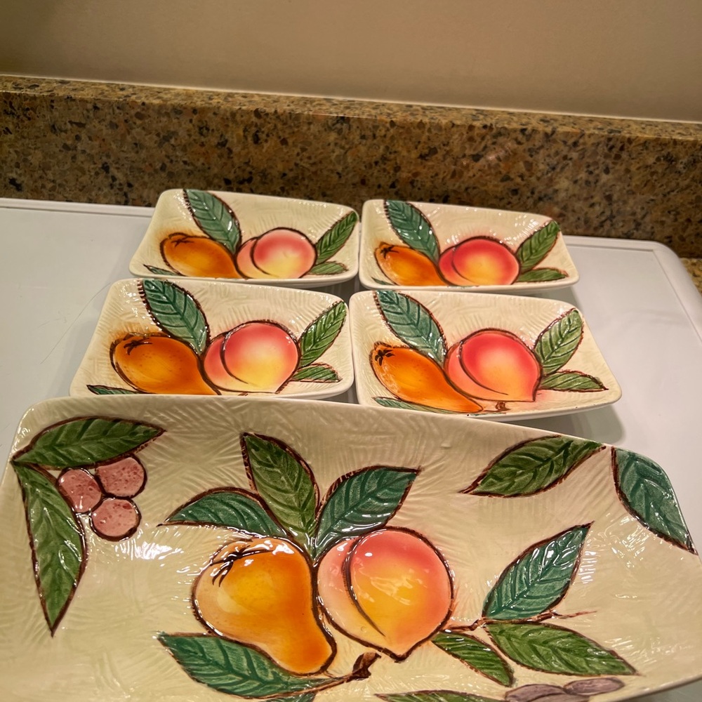 Vibrant Fruit Design Ceramic Serveware Set, Platter 12x6” Dishes 4.5x6” - Picture 12 of 13